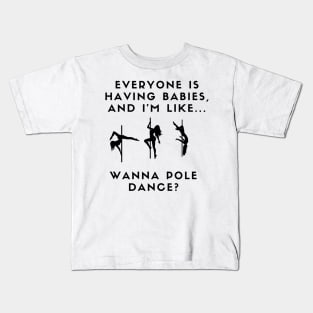 Funny Pole Dancing Design Kids T-Shirt